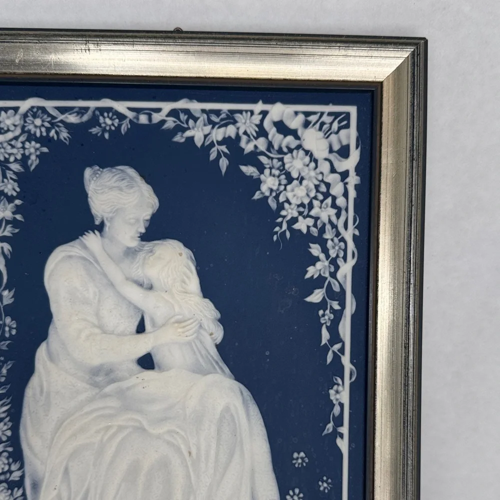Villeroy & Boch Mettlach Jasperware Framed Plaque Mother & Child